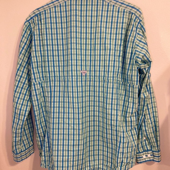 Columbia PFG Super Bonehead Fishing Shirt Outdoor women’s XL Blue Green Plaid - Picture 2 of 9